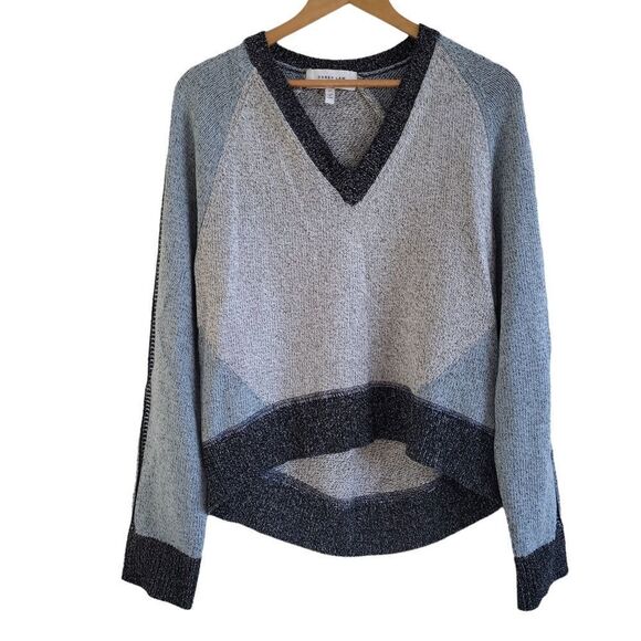 Derek Lam 10 Crosby colour block knit V-neck sweater blue small cotton - Picture 3 of 12